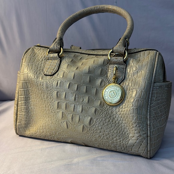 Anne Klein Handbags - Anne Klein Gray Crocodile-Embossed Satchel